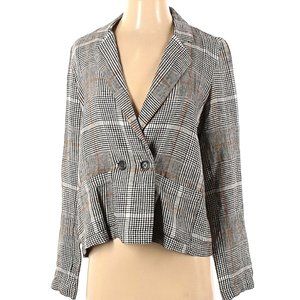 Nordstrom Oversized Linen Blend Lagenlook Plaid Blazer XXS